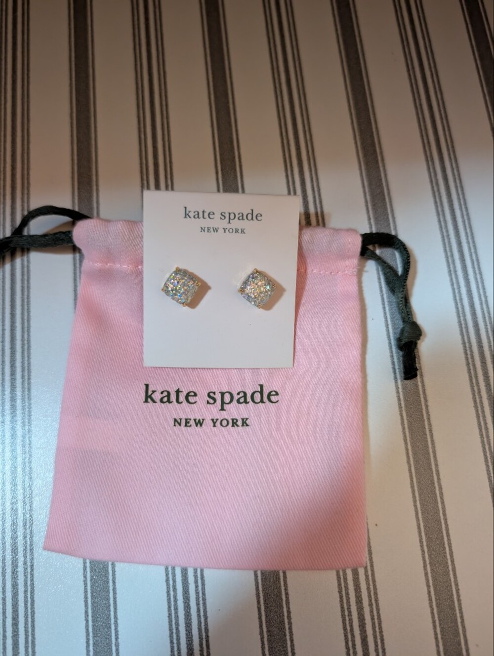 Kate Spade Kids Sparkle Stud Earrings - Pink Pouch